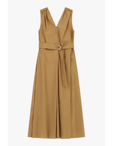 Vestido midi sem mangas com cinto e decote em V Dixie