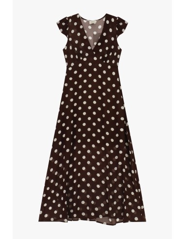 Vestido Longo de Bolinhas com Mangas de Folhos Dixie
