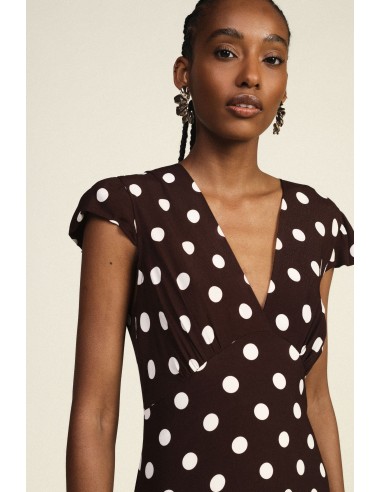 Vestido Longo às Bolinhas com Mangas de Folhos Dixie
