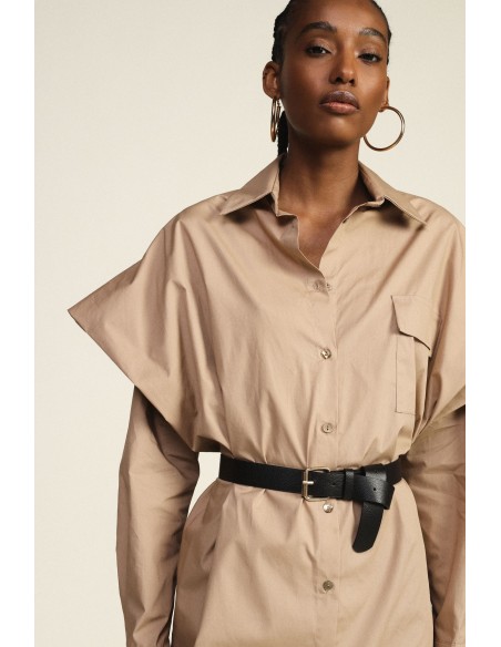 Vestido-camisa oversize com cinto e bolso Dixie