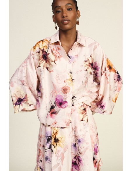 Camisa ampla com mangas três-quartos e estampa floral Dixie