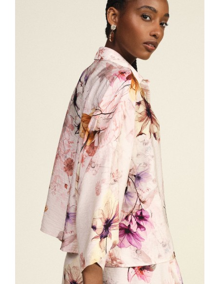 Camisa ampla com mangas três-quartos e estampa floral Dixie