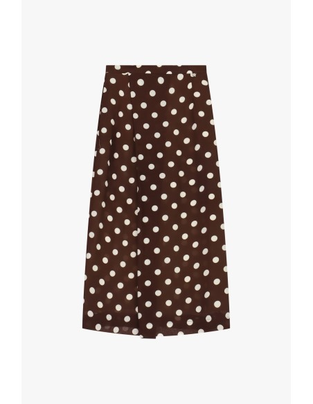 Saia midi às bolinhas com corte reto Dixie