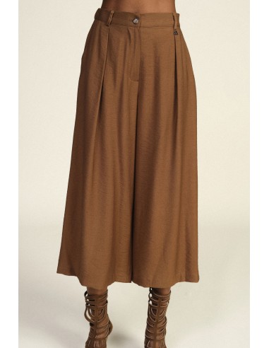 Calças Palazzo Cropped com Pinças e Bolsos Dixie