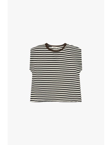 T-shirt às riscas com decote redondo contrastante Dixie