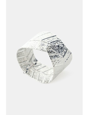 Pulseira rígida gravada com motivo de folha Dixie