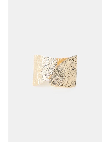 Pulseira rígida gravada com motivo de folha Dixie