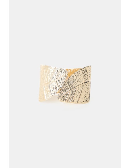 Pulseira rígida gravada com motivo de folha Dixie