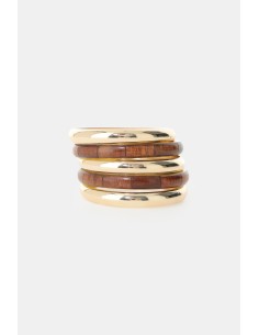 Conjunto de Pulseiras Rígidas com Inserções Efeito Madeira Dixie 2