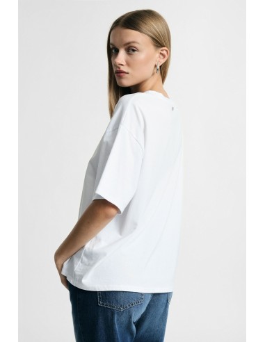 T-shirt de corte amplo com estampa central com lettering e animais 'Please'