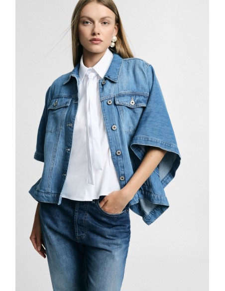 Casaco de ganga oversize com mangas largas Please