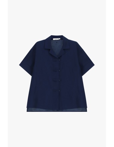 Camisa Boxy Curta com Fecho de Botões Please