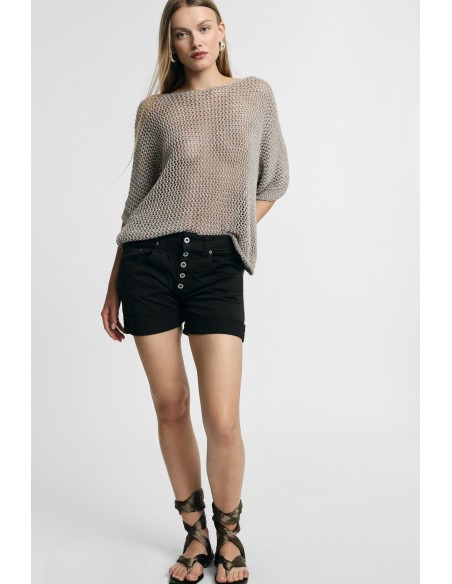 Shorts Regular-Fit com dobra e botões Please