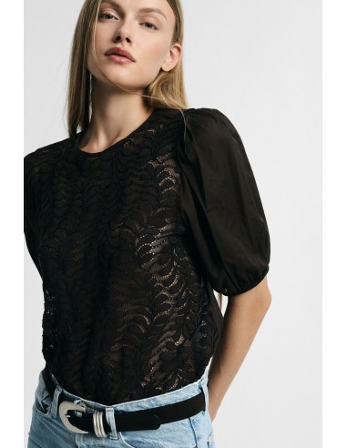 Blusa In Pizzo Con Maniche Ampie Trasparenti Please - Vestiti Firma...