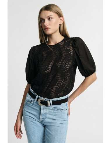 Blusa In Pizzo Con Maniche Ampie Trasparenti Please - Vestiti Firma...