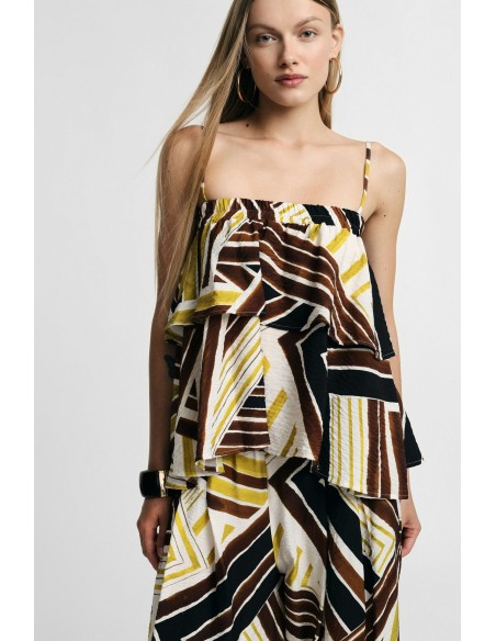 Top Con Spalline Sottili E Motivo Geometrico Please - Vestiti Firma...