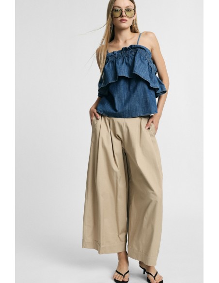 Pantaloni Palazzo Cropped Con Vita Elasticizzata Please - Vestiti F...