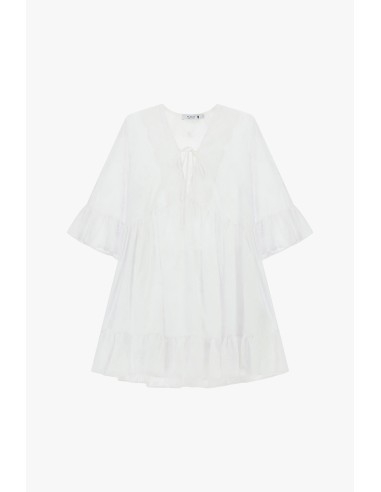 Vestido Curto Com Mangas Amplas E Folhos Por Favor