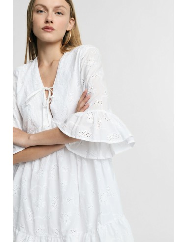 Vestido Curto com Mangas Largas e Folhos Please