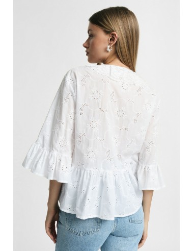 Blusa ampla com mangas com folhos e nó frontal, por favor