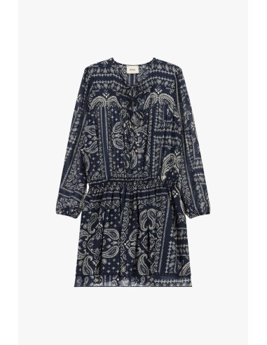Vestido Curto Estampa Paisley Com Mangas Compridas Dixie