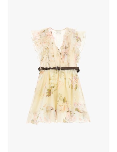 Vestido Curto com Estampa Floral e Cinto Trançado Dixie
