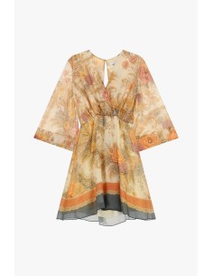 Vestido curto com estampado floral e mangas amplas Dixie