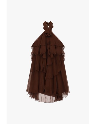 Vestido curto com folhos e decote halter Dixie