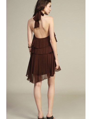 Vestido Curto com Folhos e Decote à Americana Dixie