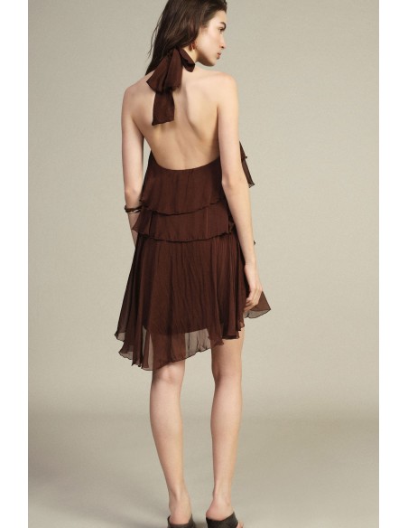 Vestido Curto com Folhos e Decote à Americana Dixie