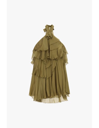 Vestido Curto com Folhos e Decote à Americana Dixie