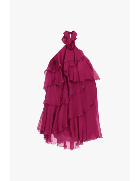 Vestido Curto Com Folhos E Decote À Americana Dixie