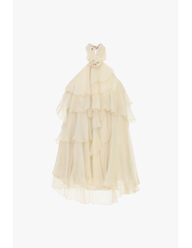 Vestido Curto com Folhos e Decote à Americana Dixie
