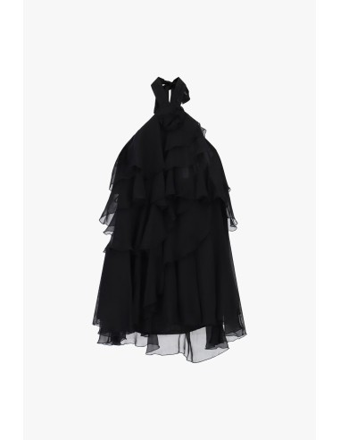 Vestido curto com folhos e decote halter Dixie