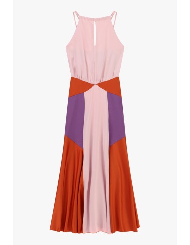 Vestido Longo com Inserções Geométricas e Alças Finas Dixie
