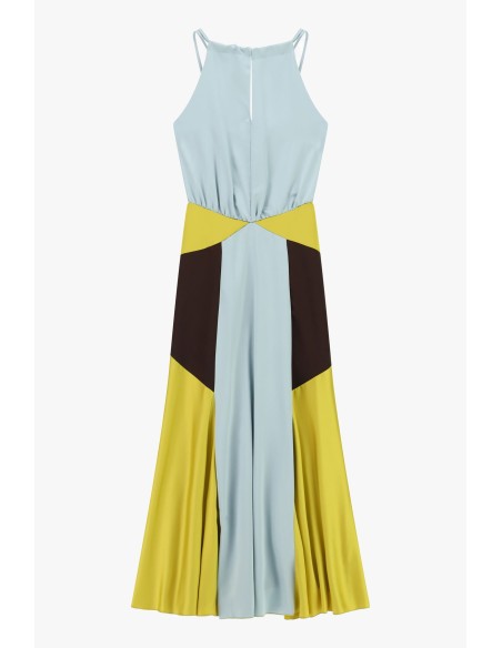 Vestido longo com aplicações geométricas e alças finas Dixie