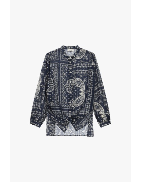 Camisa Corte Regular Estampa Paisley Nó Frontal Dixie