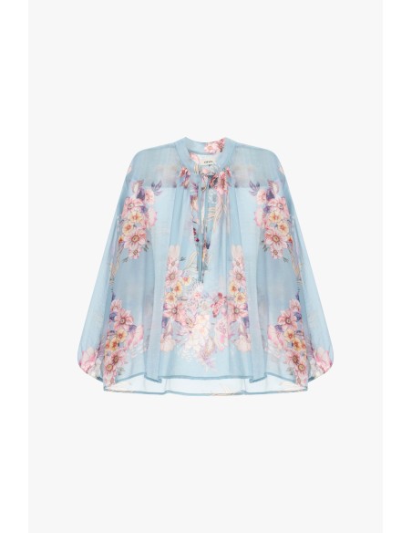 Blusa ampla com estampado floral e laços Dixie