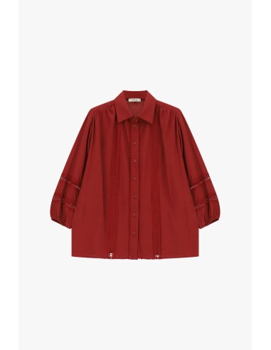 Camisa Ampla Com Inserções Em Renda Vazada Dixie