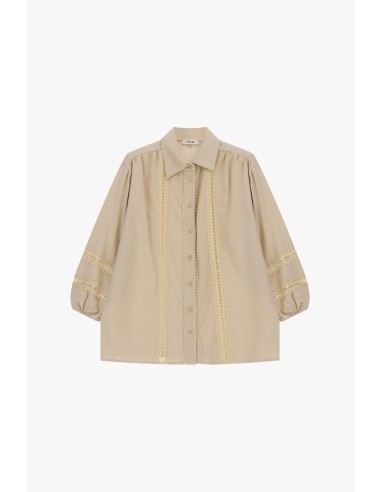 Camisa ampla com inserções em renda perfurada Dixie