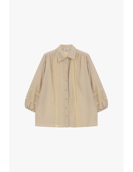 Camisa ampla com inserções em renda perfurada Dixie