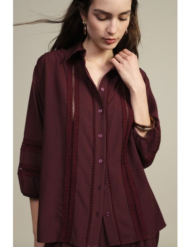 Camisa ampla com inserções em renda perfurada Dixie