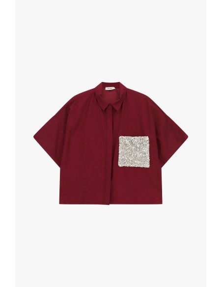 Camisa boxy com mangas curtas e bolso de lantejoulas Dixie