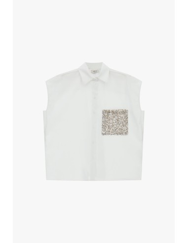 Camisa Sem Mangas Com Bolso de Lantejoulas Dixie