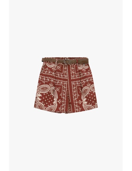 Shorts de corte regular com cintura e estampa paisley Dixie