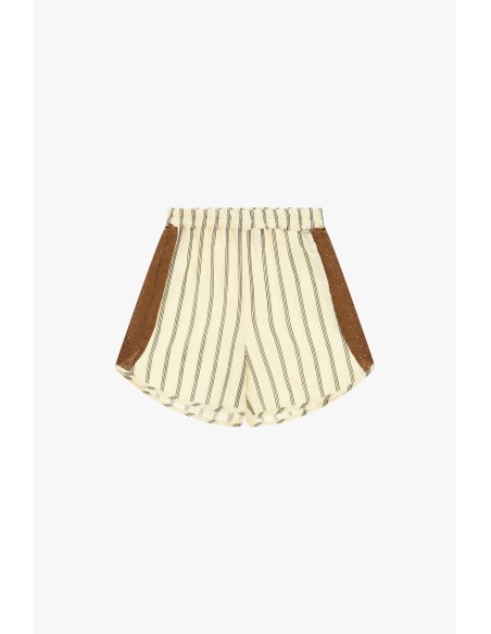 Shorts corte regular às riscas com inserções laterais perfuradas Dixie