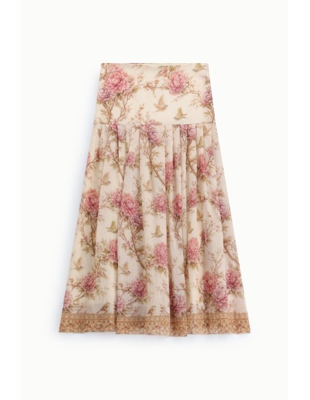Saia Longa Estampa Floral Cintura Alta Dixie