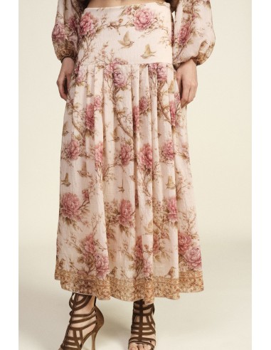 Saia Longa Estampa Floral Cintura Alta Dixie