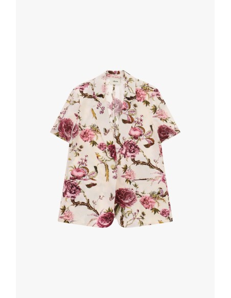 Blazer Curto de Mangas Curtas com Estampa Floral Dixie