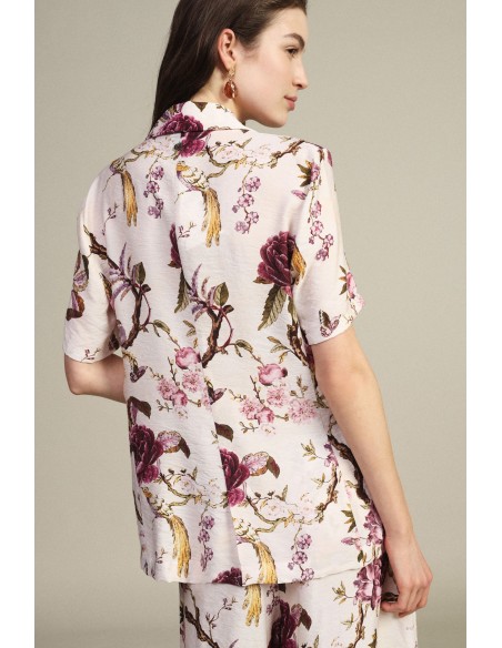 Blazer curto de mangas curtas com estampa floral Dixie